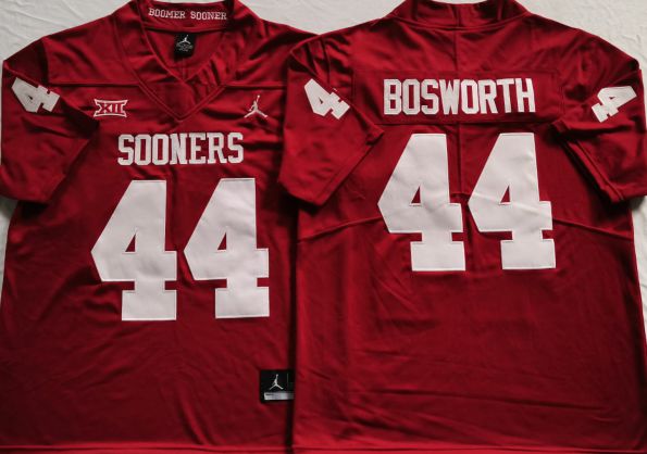 Men Oklahoma Sooners #44 Bosworth Red 2025 NCAA Jersey->ncaa teams->NCAA Jersey